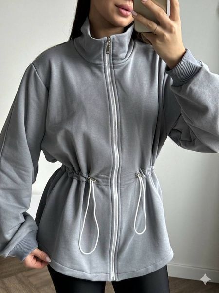 Женская трикотажная зип-кофта с кулисками на талии, one size (арт. 1522-211) 1522-211 фото