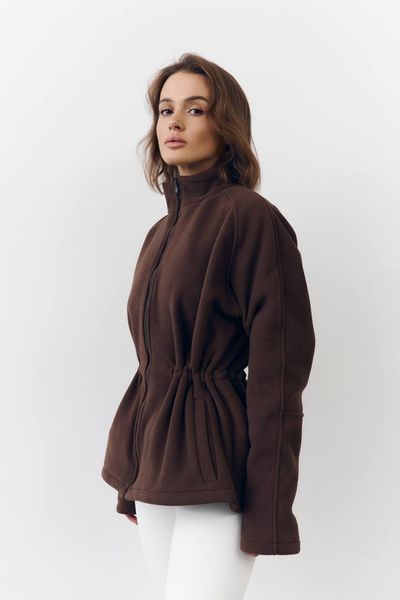 Жіночна стильна зіп-кофта з подвійного флісу з кулісками по талії, one size (арт. 1365-481) 1365-481 фото