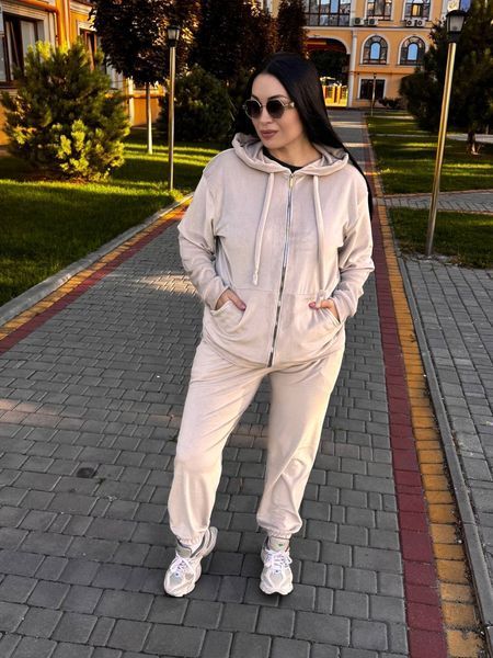 Р. 48-64 Жіночий велюровий спортивний костюм з кофтою на змійці, великі розміри 4707/1451 фото