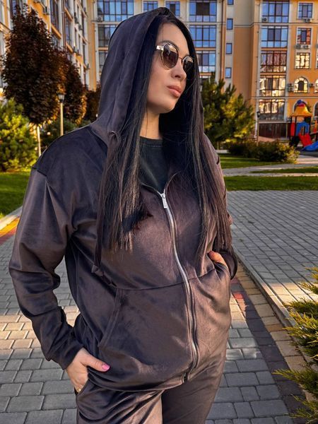 Р. 48-64 Жіночий велюровий спортивний костюм з кофтою на змійці, великі розміри 4707/1451 фото